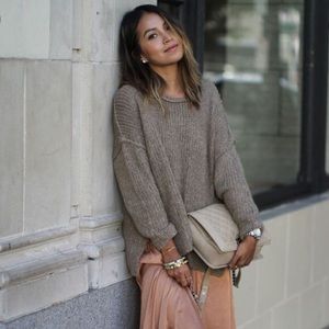 Free People brown oversized teddy sweater xs